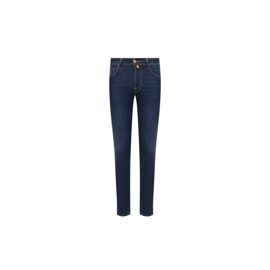 Men Jacob Cohen Men'S Jeans & Pants | Jacob Cohen Blue Cotton Jeans & Pants