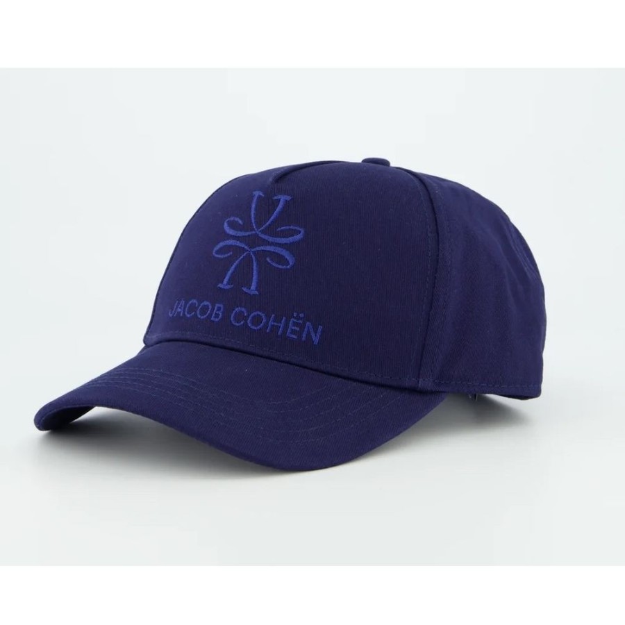 Men Jacob Cohen Men'S Hats & Caps | Jacob Cohen Embroidered Cotton Visor Cap In Blue