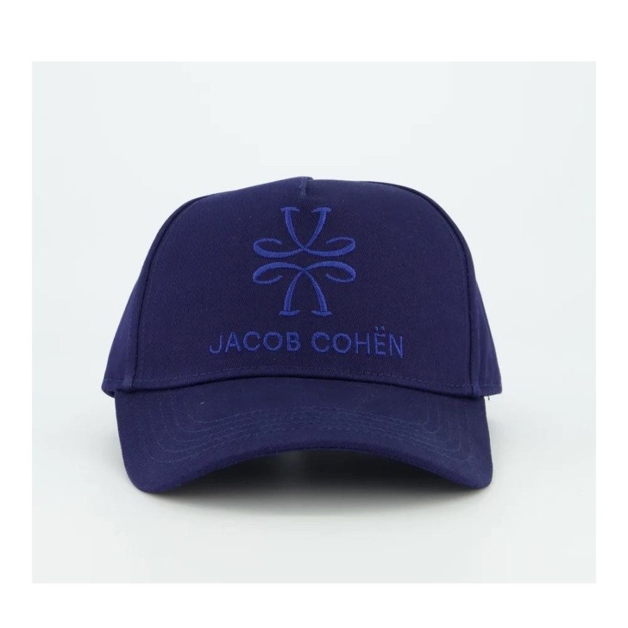 Men Jacob Cohen Men'S Hats & Caps | Jacob Cohen Embroidered Cotton Visor Cap In Blue