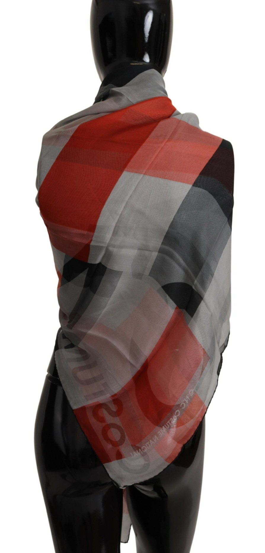 Women Costume National Women'S Scarves | Costume National Gray Red Shawl Foulard Wrap Scarf