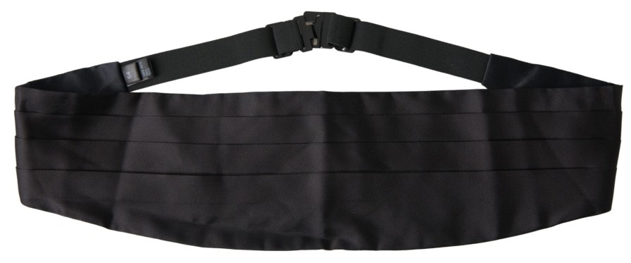 Men Dolce & Gabbana Men'S Cummerband | Dolce & Gabbana Black Men Wide Waist Silk Belt Cummerbund