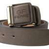 Women GF Ferre Women'S Belts | Gf Ferre Brown Leather Fashion Logo Buckle Waist Belt