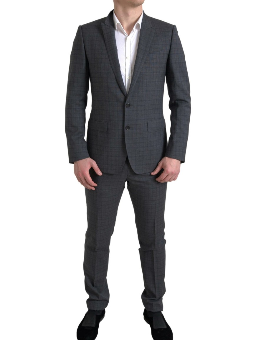 Men Dolce & Gabbana Men'S Suits | Dolce & Gabbana Gray 2 Piece Single Breasted Martini Suit