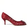 Women Dolce & Gabbana Women'S Pumps | Dolce & Gabbana Red Taormina Lace Crystal Heels Pumps Shoes