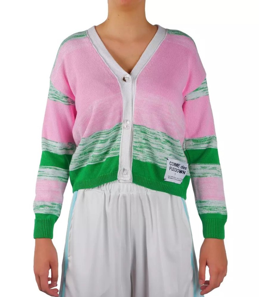 Women Comme Des Fuckdown Women'S Cardigans | Comme Des Fuckdown Chic V-Neck Button-Up Cardigan In Pink