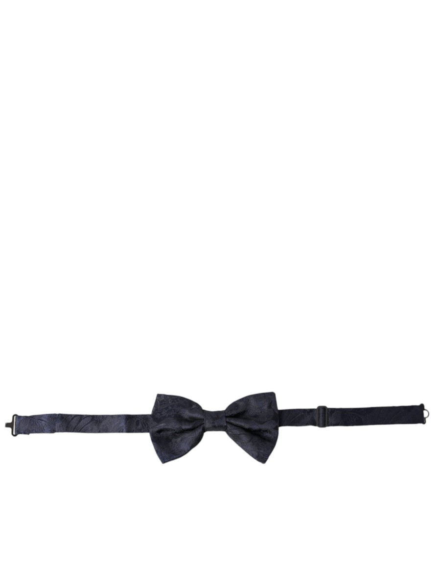 Men Dolce & Gabbana Men'S Ties & Bowties | Dolce & Gabbana Blue Silk Adjustable Neck Men Papillon Bow Tie