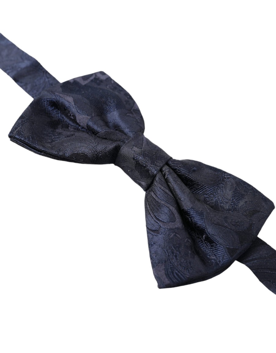 Men Dolce & Gabbana Men'S Ties & Bowties | Dolce & Gabbana Blue Silk Adjustable Neck Men Papillon Bow Tie