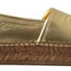 Women Dolce & Gabbana Women'S Flat Shoes | Dolce & Gabbana Gold Leather D&G Loafers Flats Espadrille Shoes