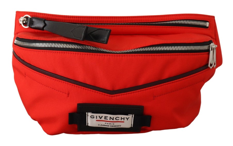 Men Givenchy Men'S Luggage And Travel | Givenchy Red Polyamide Downtown Large Bum Belt Bag