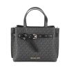 Women Michael Kors Women Satchel Bags | Michael Kors Emilia Small Black Signature Pvc Satchel Crossbody Handba