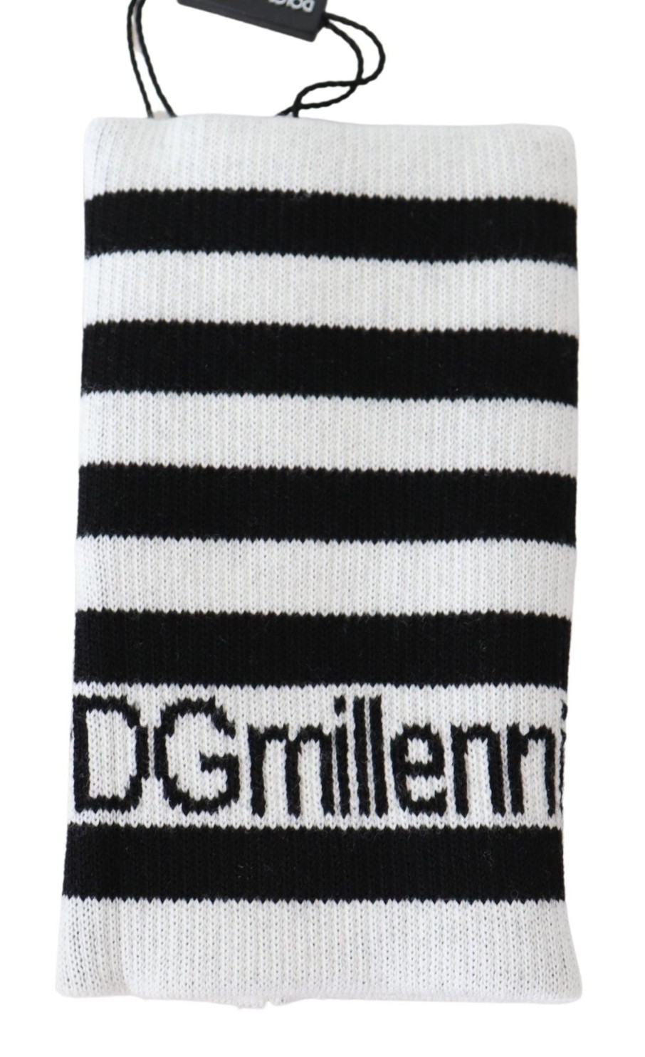 Men Dolce & Gabbana Men'S Gloves | Dolce & Gabbana Black White Wool Dgmillennials Wristband Wrap