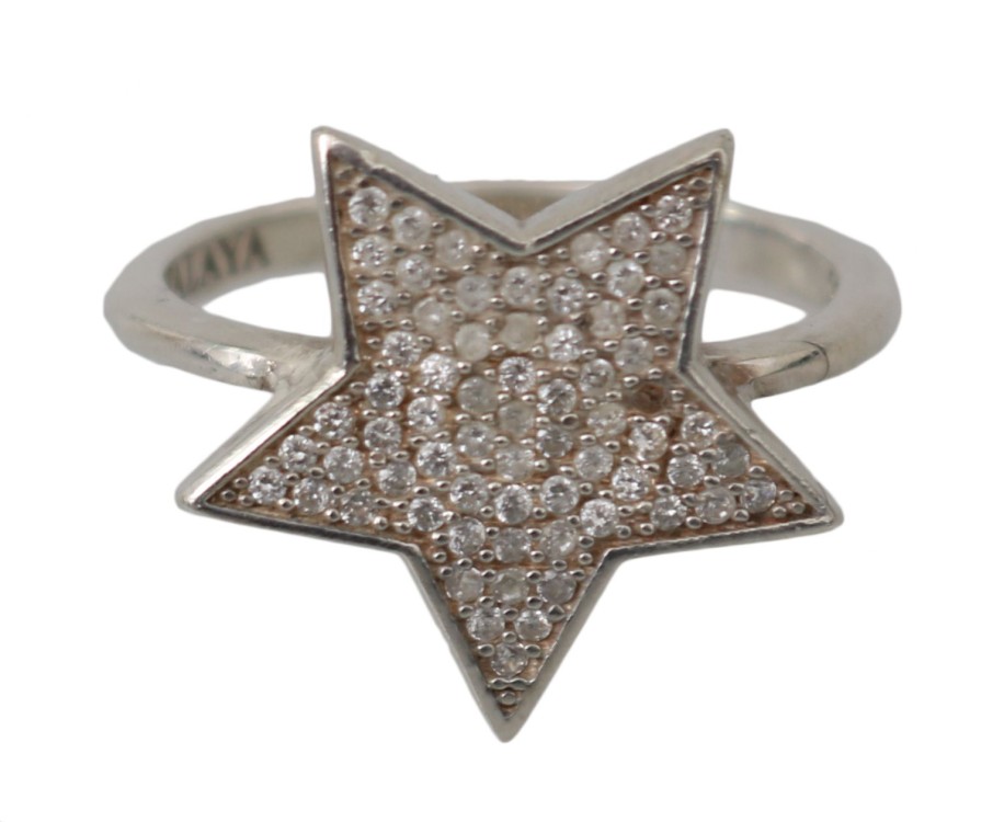 Women Nialaya Women'S Rings | Nialaya Silver Womens Clear Cz Star 925 Ring