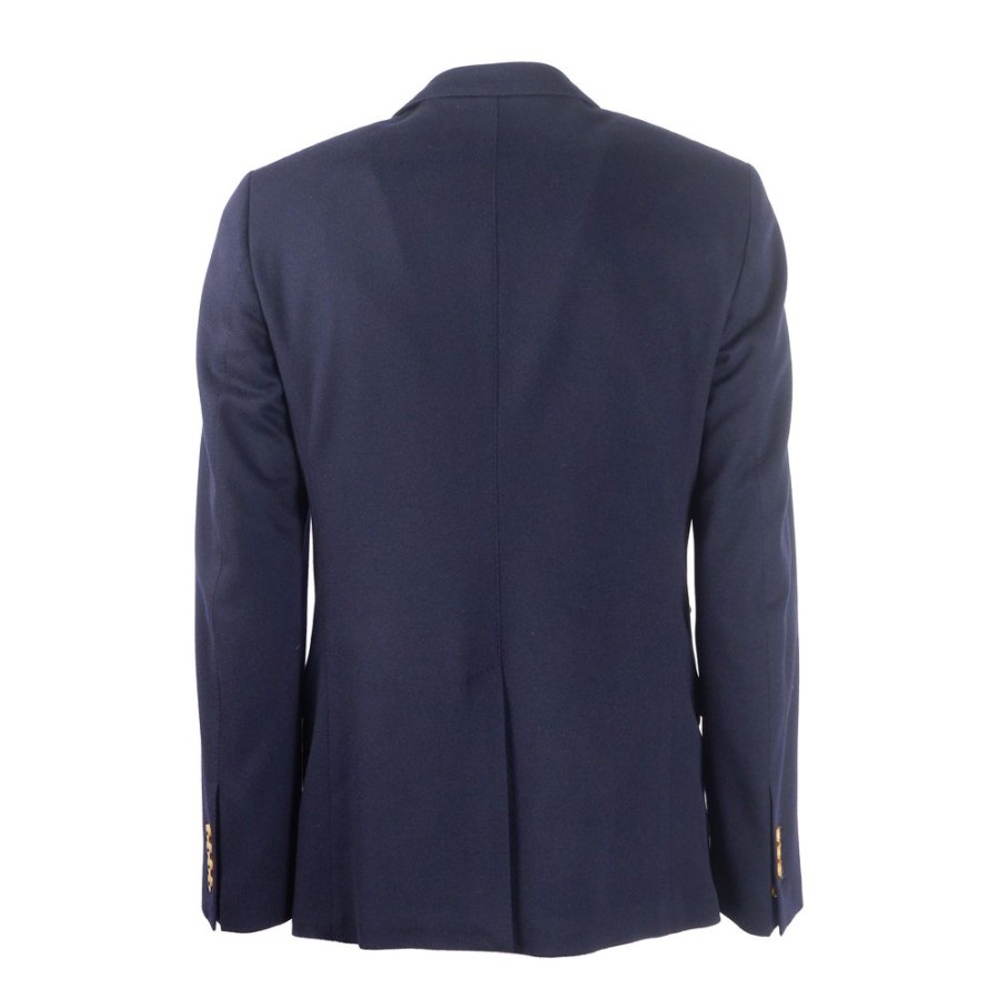 Men Dolce & Gabbana Men'S Blazers | Dolce & Gabbana Elegant Dark Blue Cashmere Jacket