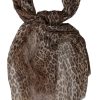 Women Dolce & Gabbana Women'S Scarves | Dolce & Gabbana Brown Leopard Silk Shawl Wrap Foulard Scarf