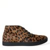 Men Dolce & Gabbana Men'S Sneakers | Dolce & Gabbana Brown Leopard Pony Hair Leather Sneakers Shoes