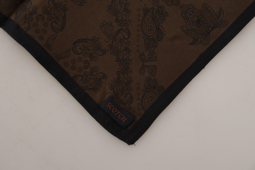 Women Scotch & Soda Women'S Scarves | Scotch & Soda Brown Patterned Wrap Square Handkerchief Scarf