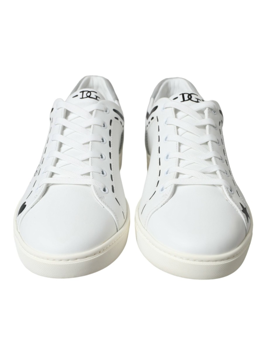 Men Dolce & Gabbana Men'S Sneakers | Dolce & Gabbana White Gray Leather Love Milano Sneakers Shoes