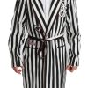 Men Dolce & Gabbana Men'S Sleepwear | Dolce & Gabbana Black Coat Nightgown White Cotton Robe