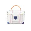 Women Michael Kors Women Satchel Bags | Michael Kors Manhattan Optic White Contrast Trim Leather Top Handle Sa