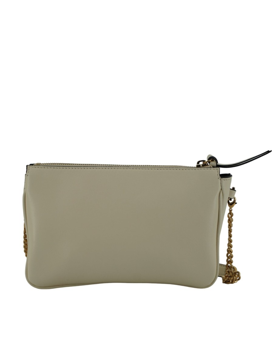 Women Versace Women'S Crossbody Bags | Versace White Lamb Leather Pouch Crossbody Bag