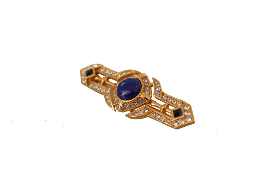 Women Dolce & Gabbana Women'S Brooches | Dolce & Gabbana Gold Tone Brass Crystal Embellished Pin Brooch