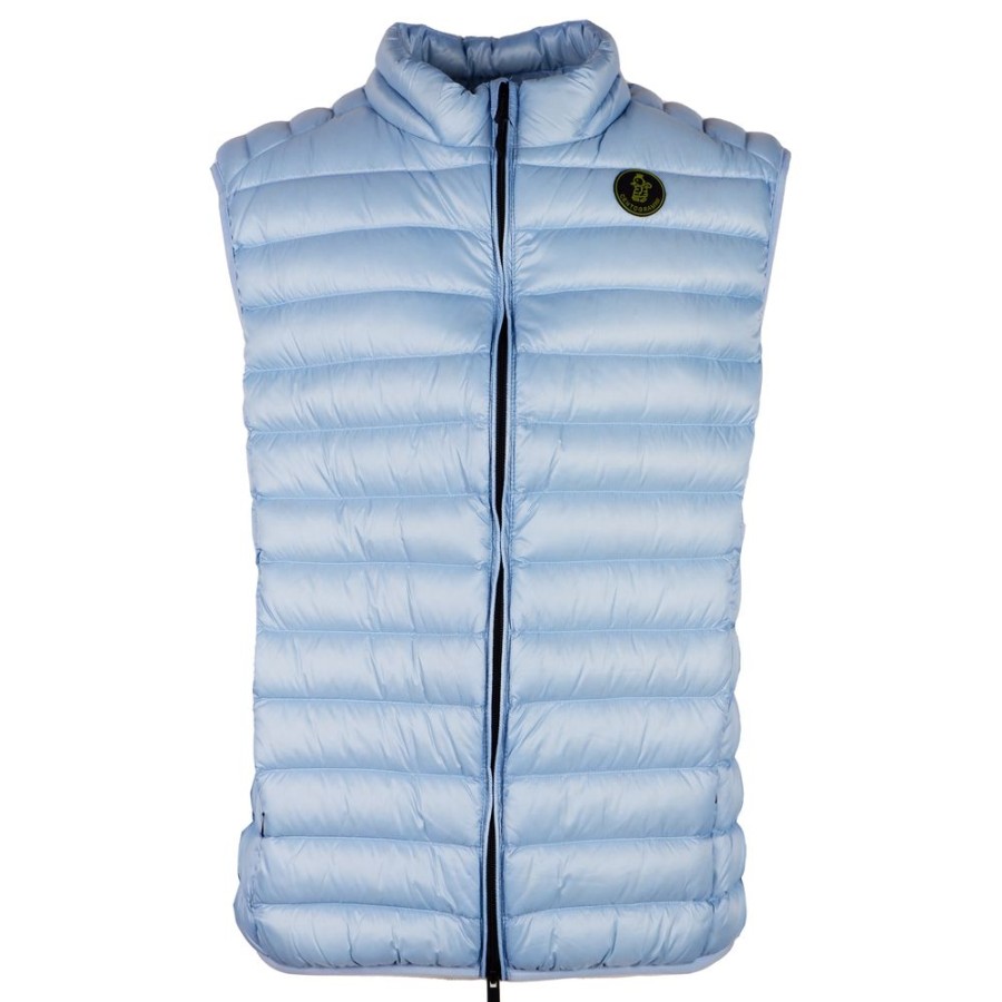 Men Centogrammi Men'S Vests | Centogrammi Centogrammi Men'S Light Blue Nylon Down Vest