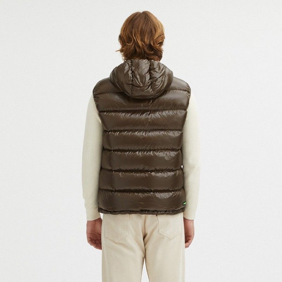 Men Centogrammi Men'S Vests | Centogrammi Reversible Hooded Duck Feather Vest