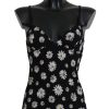 Women Dolce & Gabbana Women'S Sleepwear | Dolce & Gabbana Black Daisy Print Dress Lingerie Chemisole