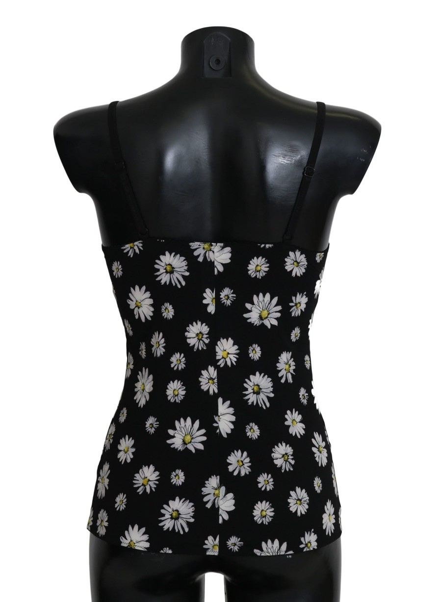 Women Dolce & Gabbana Women'S Sleepwear | Dolce & Gabbana Black Daisy Print Dress Lingerie Chemisole