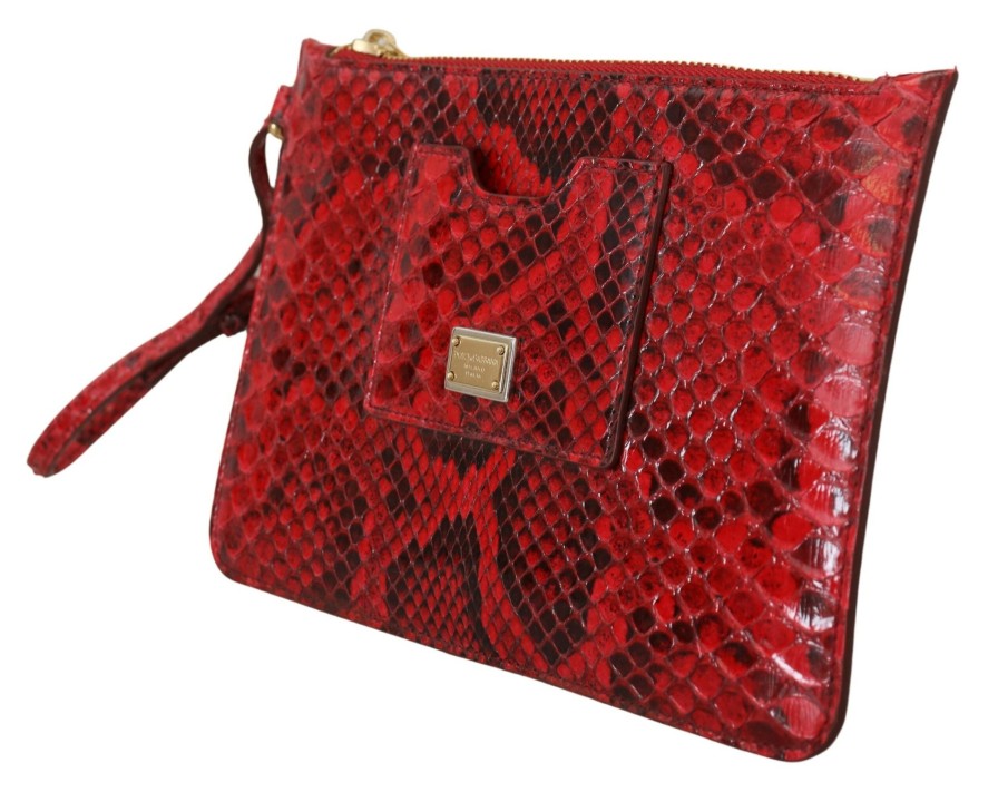 Women Dolce & Gabbana Women'S Clutch Bags | Dolce & Gabbana Red Leather Ayers Clutch Purse Wristlet Hand