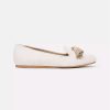 Women Charles Philip Women'S Flat Shoes | Charles Philip Elegant Beige Silk Tassel Loafers