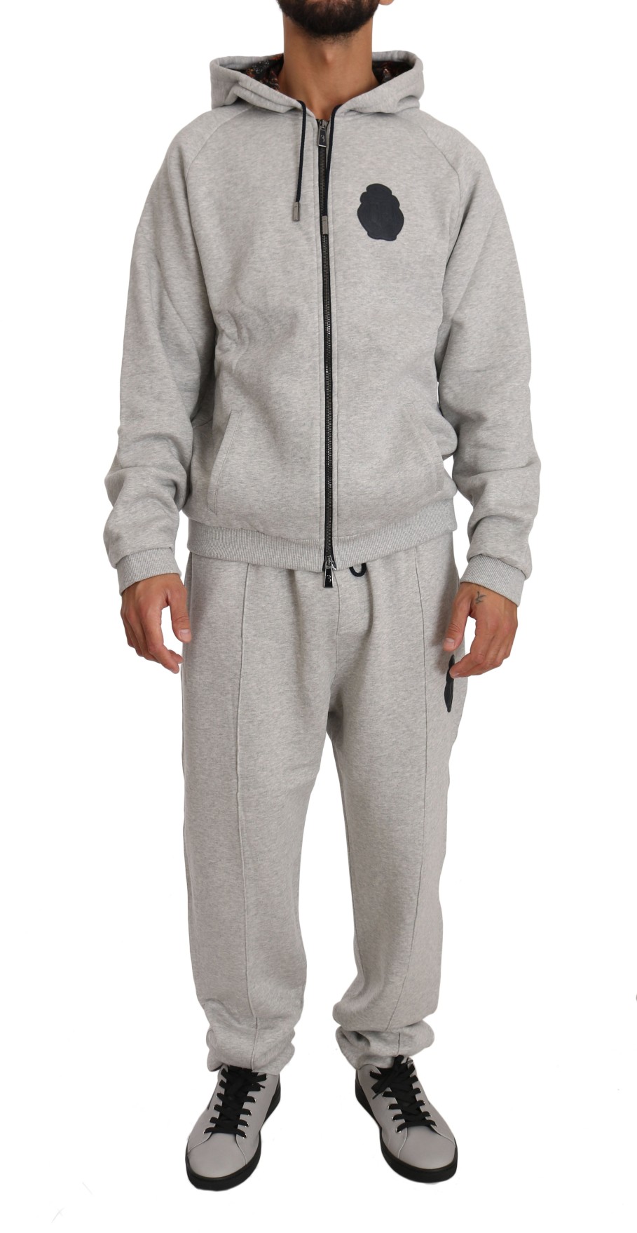 Men Billionaire Italian Couture Men'S Sweatsuit | Billionaire Italian Couture Gray Cotton Sweater Pants Tracksuit Setge