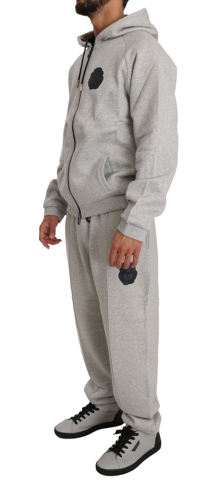 Men Billionaire Italian Couture Men'S Sweatsuit | Billionaire Italian Couture Gray Cotton Sweater Pants Tracksuit Setge