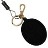 Men Dolce & Gabbana Men'S Keychains | Dolce & Gabbana Black Rubber Dg Logo Gold Brass Metal Keyring Keychain