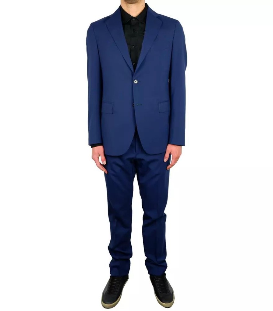 Men Aquascutum Men'S Suits | Aquascutum Elegant Wool Blend Two-Piece Suit In Blue