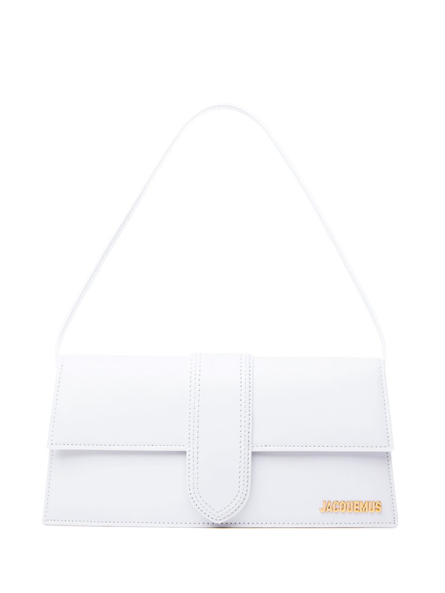 Women Jacquemus Women'S Clutch Bags | Jacquemus White Leather Le Bambino Long Shoulder Bag