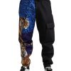 Men Dolce & Gabbana Men'S Jeans & Pants | Dolce & Gabbana Black Tiger Print Cargo Jogger Pants