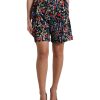 Women Dolce & Gabbana Women'S Shorts | Dolce & Gabbana Black Floral High Waist Hot Pants Shorts