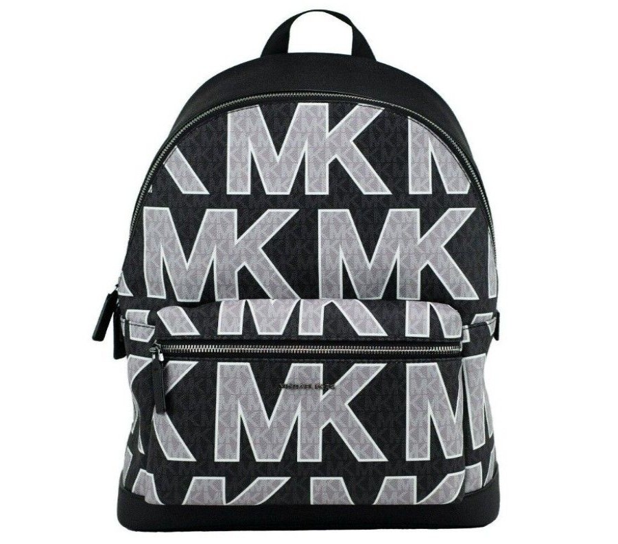 Women Michael Kors Women Backpacks | Michael Kors Cooper Black Signature Pvc Graphic Logo Backpack Bookbag