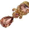 Women Dolce & Gabbana Women'S Brooches | Dolce & Gabbana Gold Tone Brass Crystal Jewelry Dangling Pin Brooch