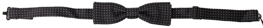 Men Dolce & Gabbana Men'S Ties & Bowties | Dolce & Gabbana Black Polka Dot Silk Adjustable Men Neck Papillon Bow