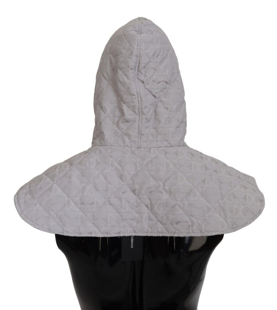 Men Dolce & Gabbana Men'S Hats & Caps | Dolce & Gabbana White Quilted Whole Head Wrap One Size Nylon Hat