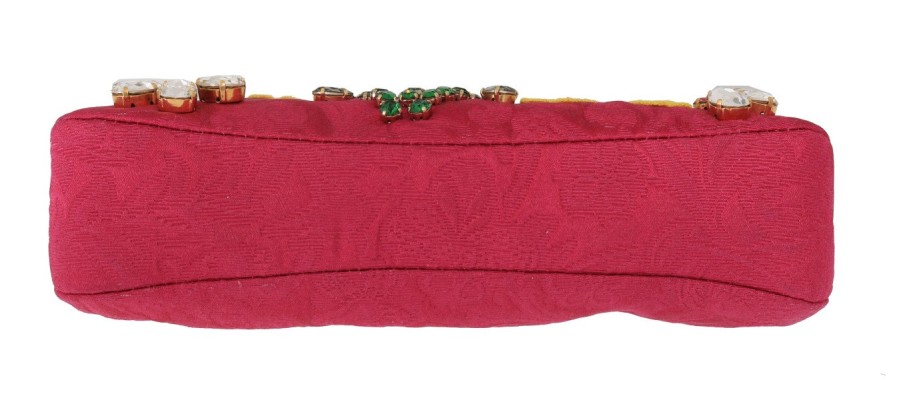 Women Dolce & Gabbana Women'S Clutch Bags | Dolce & Gabbana Pink Brocade Floral Crystal Applique Evening Purse