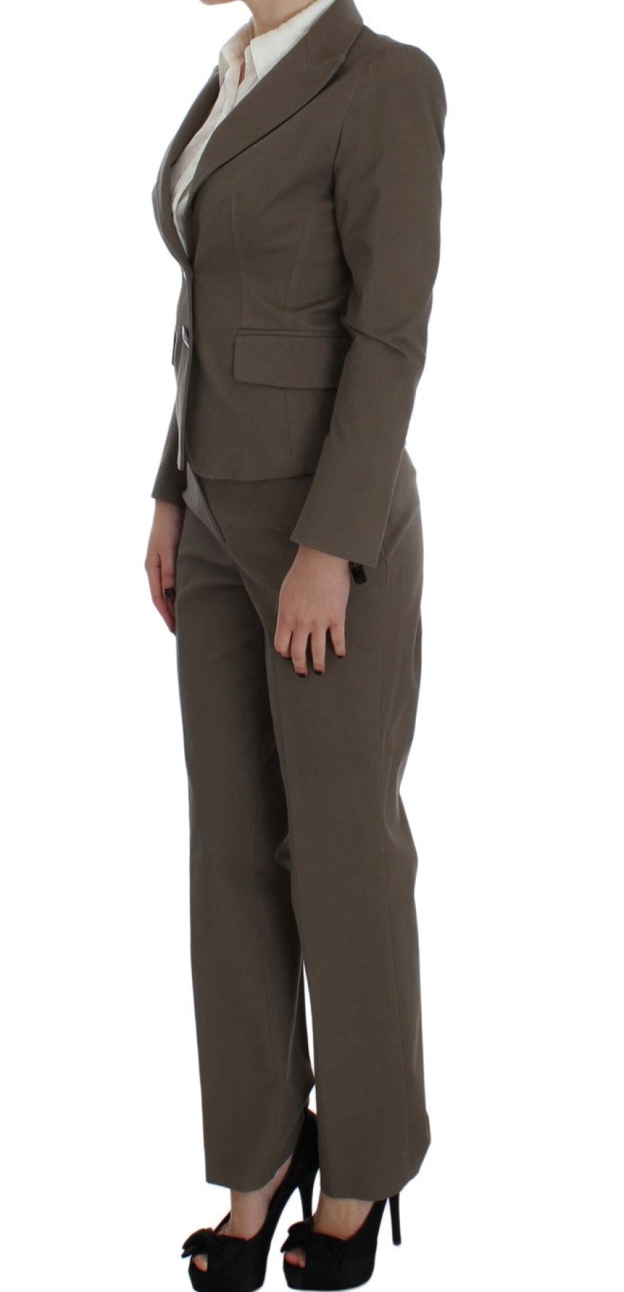 Women BENCIVENGA Women'S Suits & Blazers | Bencivenga Beige Wool Cotton Suit