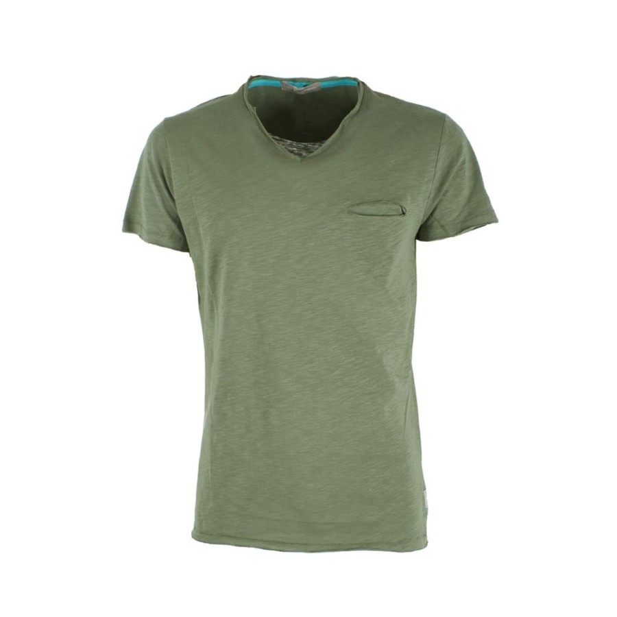 Men Yes Zee Men'S T-Shirts | Yes Zee Chic V-Neck Cotton Tee With Front Pocket