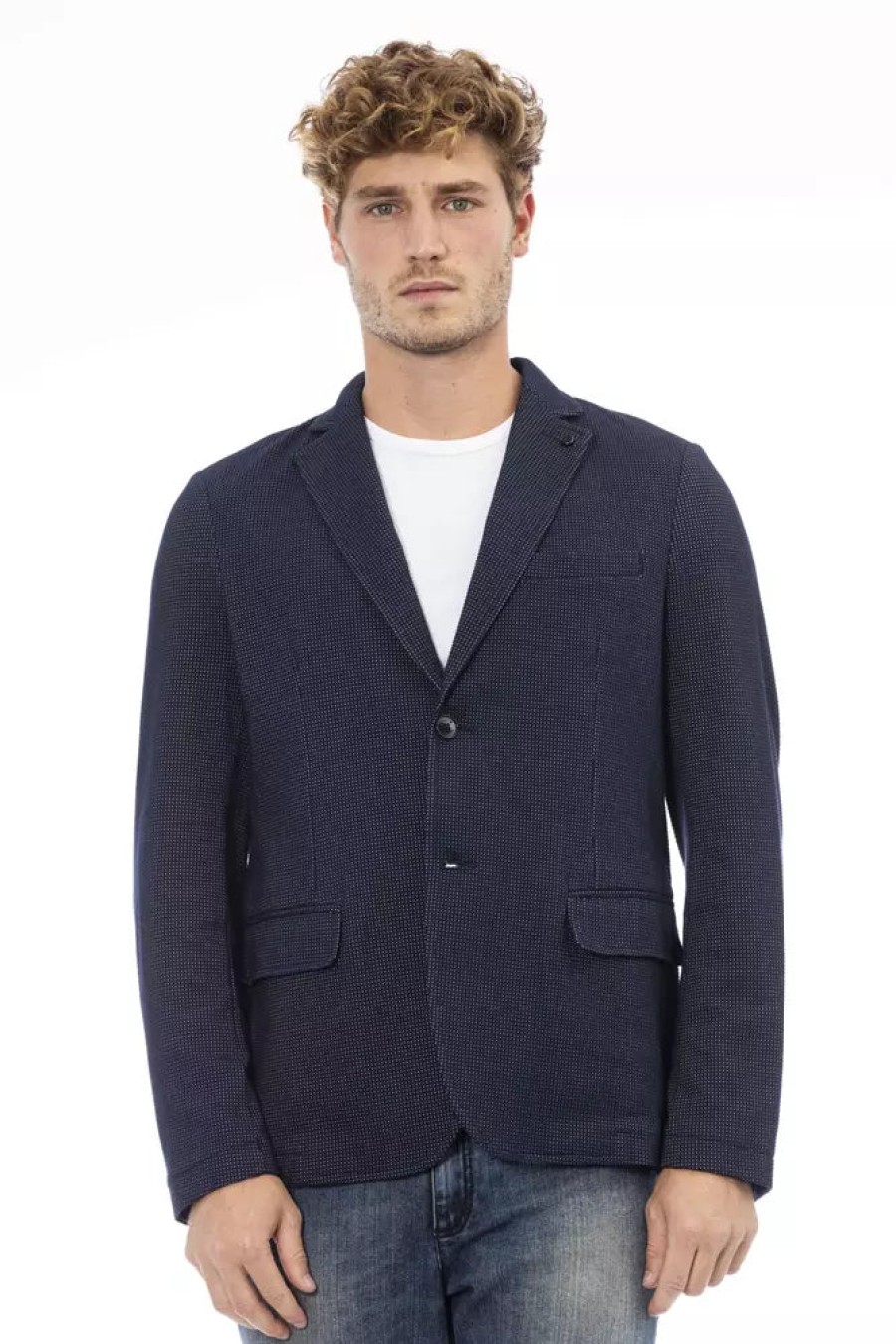 Men Distretto12 Men'S Blazers | Distretto12 Chic Blue Cotton Blend Jacket