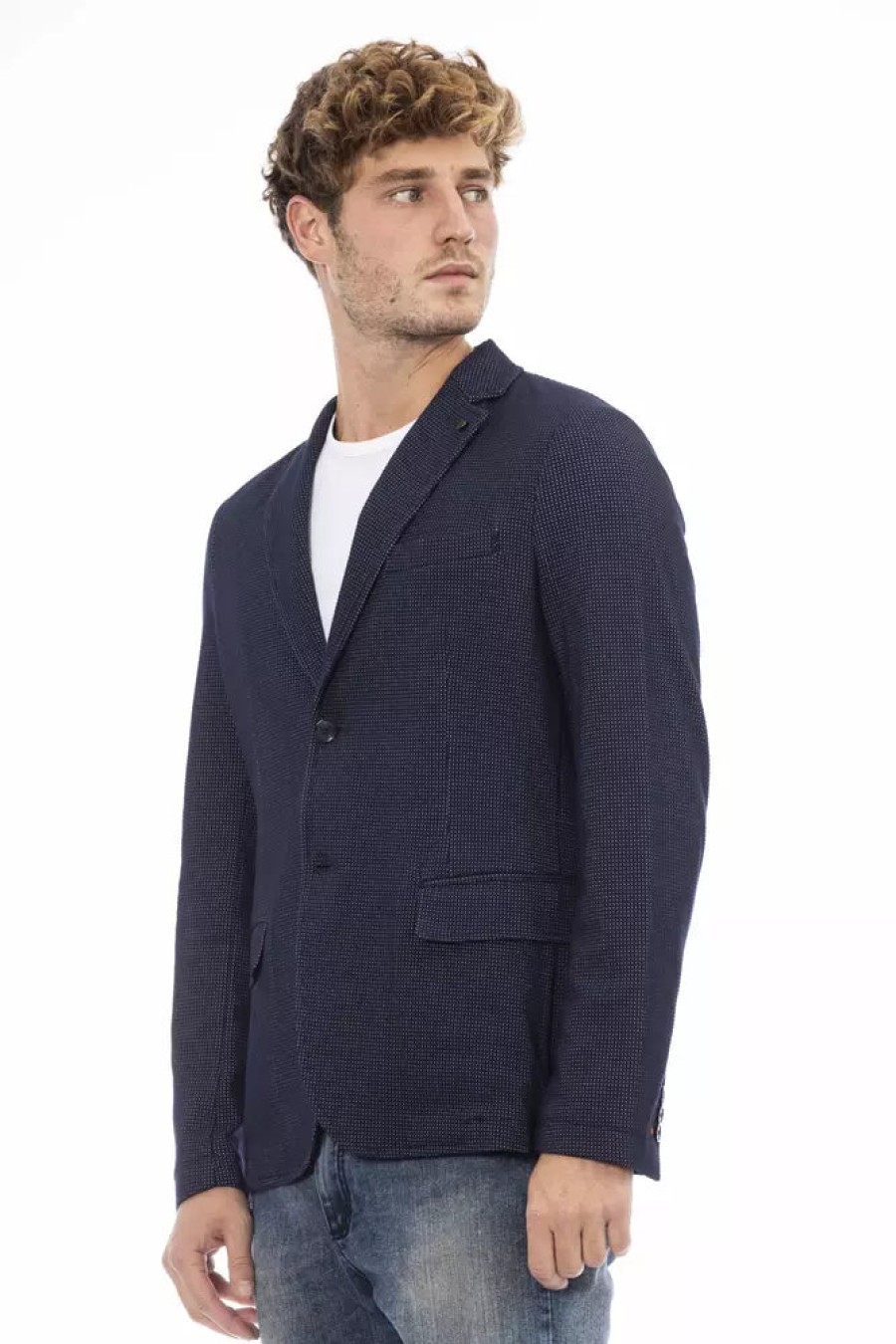 Men Distretto12 Men'S Blazers | Distretto12 Chic Blue Cotton Blend Jacket