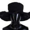 Women Dolce & Gabbana Women'S Hats | Dolce & Gabbana Black Floral Lace Wide Brim Top Hat