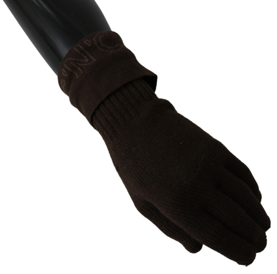 Women Costume National Women'S Gloves | Costume National Brown Wool Knitted One Size Wrist Length Gloves