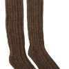 Women Dolce & Gabbana Women'S Tights And Socks | Dolce & Gabbana Brown Wool Knit Calf Long Women Socks